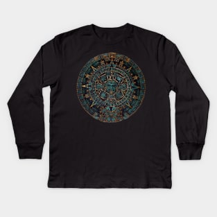 Aztec Tribal Artifact Kids Long Sleeve T-Shirt